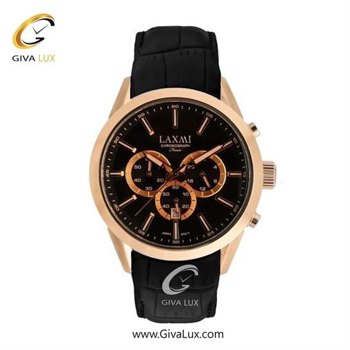 ساعت مچی اورجینال مردانه لاکسمی سه موتوره کرنوگراف رزگلد | مشکی| مشکی| کد رفرنس 8543-2G