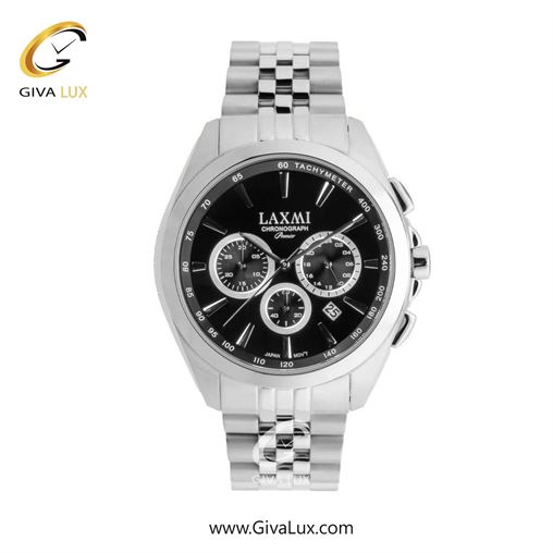 ساعت مچی اورجینال مردانه لاکسمی سه موتوره کرنوگراف نقره ای | نقره ای| مشکی| کد رفرنس 8544-13G
