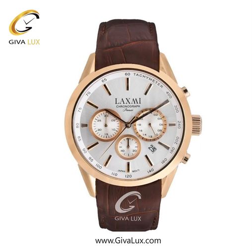 ساعت مچی اورجینال مردانه لاکسمی سه موتوره کرنوگراف رزگلد | قهوه ای| نقره ای| کد رفرنس 8544-7G