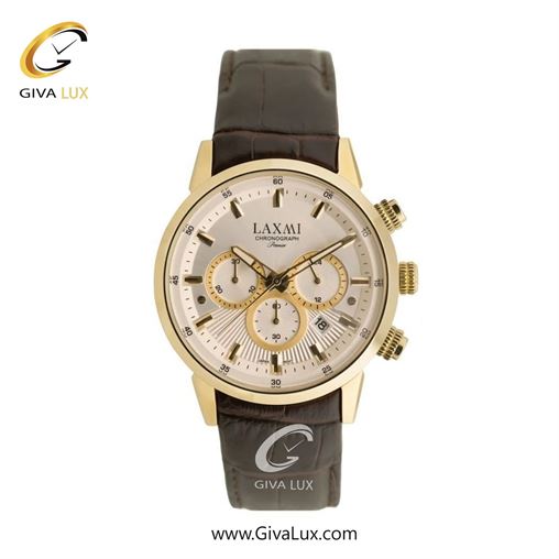 ساعت مچی اورجینال مردانه لاکسمی سه موتوره کرنوگراف طلایی | قهوه ای| شامپاینی| کد رفرنس 8546-12G
