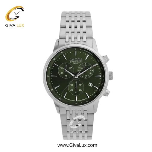 ساعت مچی اورجینال مردانه لاکسمی سه موتوره کرنوگراف نقره ای | نقره ای| سبز یشمی تیره| کد رفرنس 8562-7G