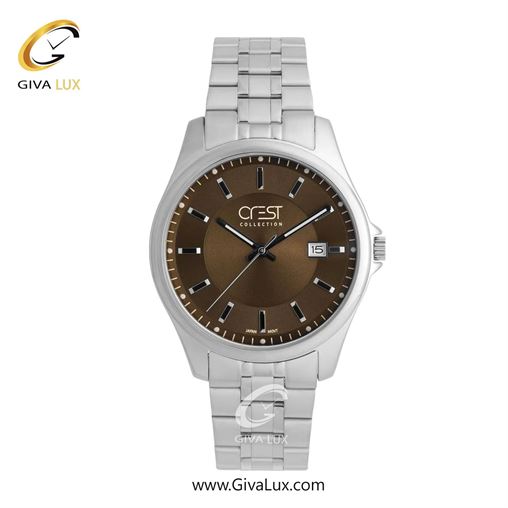 ساعت مچی اورجینال مردانه کرست نقره ای | نقره ای| قهوه ای| کد رفرنس Crest 9057-5
