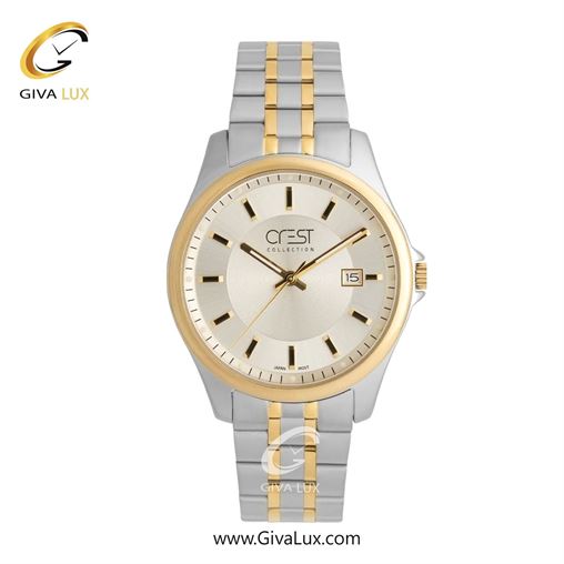 ساعت مچی اورجینال مردانه کرست طلایی | طلایی-نقره ای| کرم| کد رفرنس Crest 9057-6