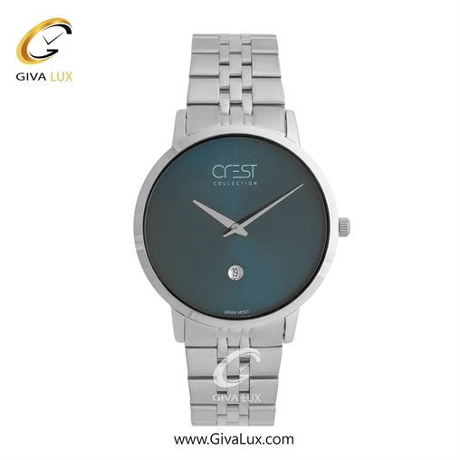ساعت مچی اورجینال مردانه کرست نقره ای | نقره ای| سرمه ای| کد رفرنس Crest 9077-2