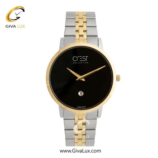 ساعت مچی اورجینال مردانه کرست طلایی | طلایی-نقره ای| مشکی| کد رفرنس Crest 9077-4