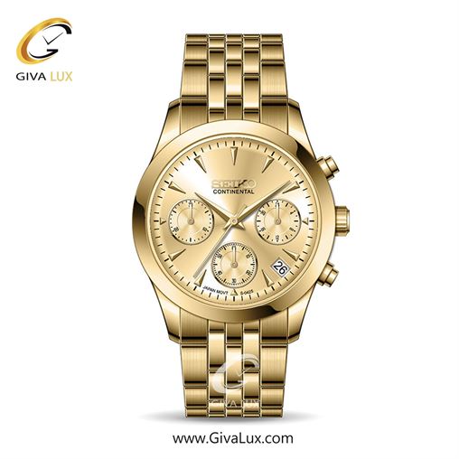 ساعت مچی اورجینال زنانه سیکو (کانتیننتال) | Seiko (Continental)  سه موتوره کرنوگراف طلایی | طلایی| طلایی| کد رفرنس 0425