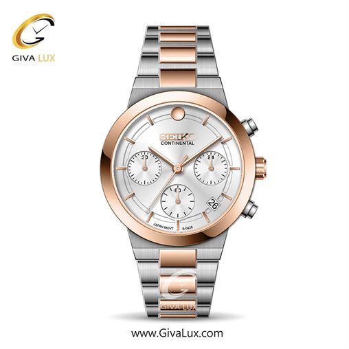ساعت مچی اورجینال زنانه سیکو (کانتیننتال) | Seiko (Continental)  سه موتوره کرنوگراف رزگلد | نقره ای-رزگلد| نقره ای| کد رفرنس 0426