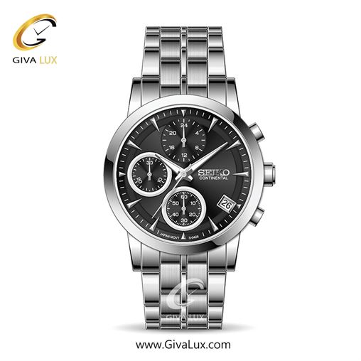 ساعت مچی اورجینال زنانه سیکو (کانتیننتال) | Seiko (Continental)  سه موتوره کرنوگراف نقره ای | نقره ای| مشکی| کد رفرنس 0428