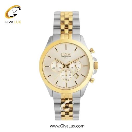 ساعت مچی اورجینال زنانه لاکسمی سه موتوره کرنوگراف طلایی | طلایی-نقره ای| کرم| کد رفرنس 8517-3L