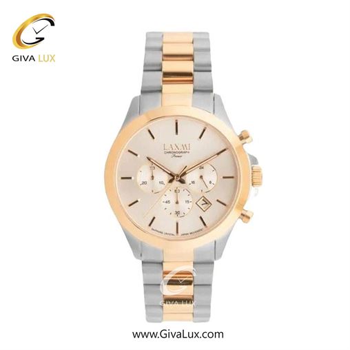 ساعت مچی اورجینال زنانه لاکسمی سه موتوره کرنوگراف رزگلد | رزگلد-نقره ای| شامپاینی| کد رفرنس 8517-7L