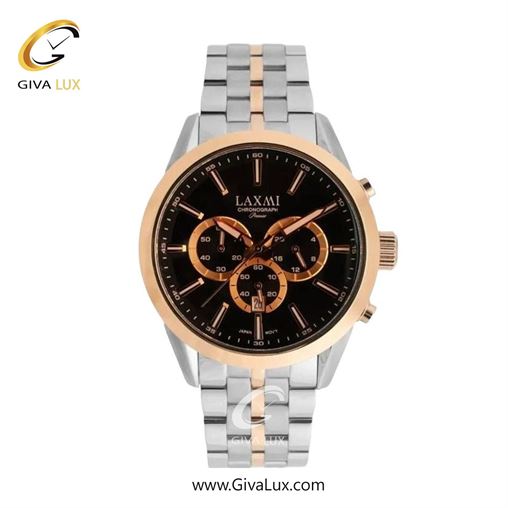 ساعت مچی اورجینال زنانه لاکسمی سه موتوره کرنوگراف رزگلد | رزگلد-نقره ای| مشکی| کد رفرنس 8543-16L