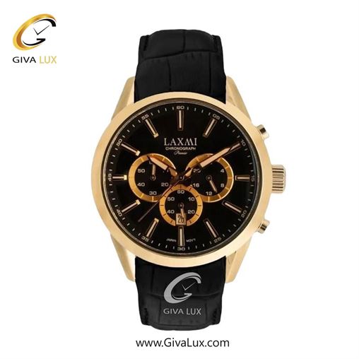 ساعت مچی اورجینال زنانه لاکسمی سه موتوره کرنوگراف طلایی | مشکی| مشکی| کد رفرنس 8543-3L