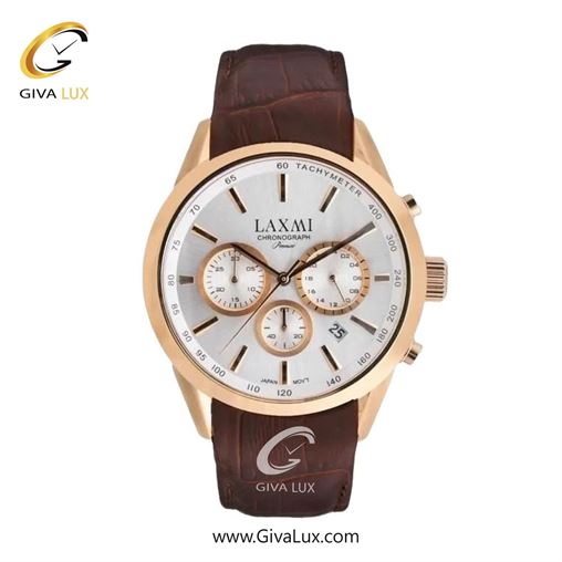 ساعت مچی اورجینال زنانه لاکسمی سه موتوره کرنوگراف رزگلد | قهوه ای| نقره ای| کد رفرنس 8544-7L