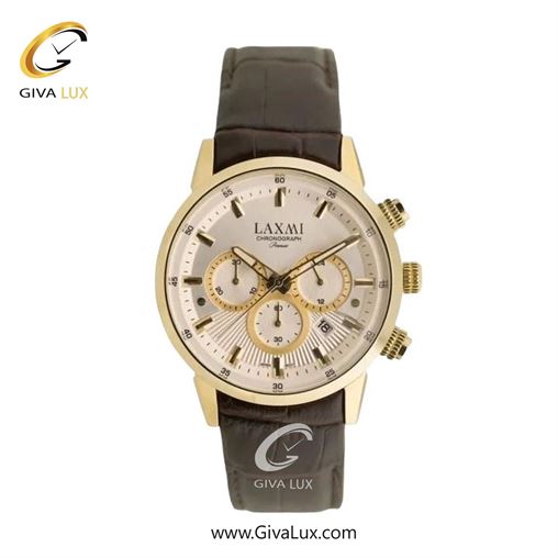 ساعت مچی اورجینال زنانه لاکسمی سه موتوره کرنوگراف طلایی | قهوه ای| شامپاینی| کد رفرنس 8546-12L