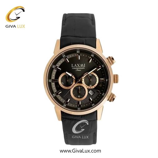 ساعت مچی اورجینال زنانه لاکسمی سه موتوره کرنوگراف رزگلد | مشکی| مشکی| کد رفرنس 8546-20L