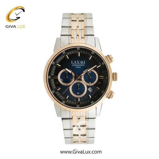 ساعت مچی اورجینال زنانه لاکسمی سه موتوره کرنوگراف رزگلد | نقره ای-رزگلد| سرمه ای| کد رفرنس 8546-9L