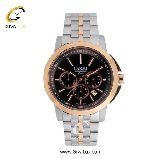 ساعت مچی اورجینال زنانه لاکسمی سه موتوره کرنوگراف رزگلد | رزگلد-نقره ای| مشکی| کد رفرنس 8552-7L
