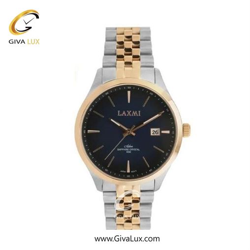 ساعت مچی اورجینال زنانه لاکسمی طلایی | نقره ای-طلایی| سرمه ای| کد رفرنس 8561-4L