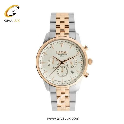 ساعت مچی اورجینال زنانه لاکسمی سه موتوره کرنوگراف رزگلد | نقره ای-رزگلد| نقره ای| کد رفرنس 8563-3L