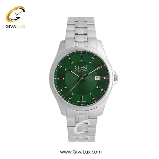ساعت مچی اورجینال زنانه کرست نقره ای | نقره ای| سبز یشمی تیره| کد رفرنس Crest 9057-4