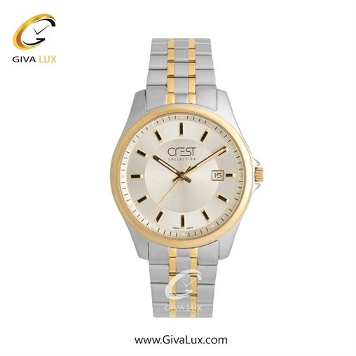 ساعت مچی اورجینال زنانه کرست طلایی | طلایی-نقره ای| کرم| کد رفرنس Crest 9057-6