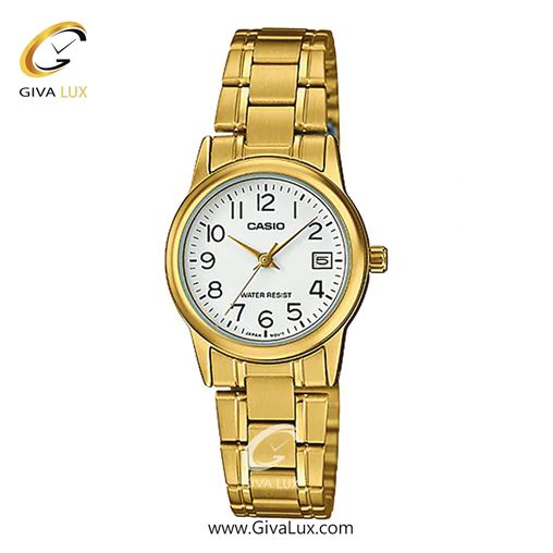 ساعت مچی اورجینال زنانه کاسیو Casio طلایی | طلایی| سفید| کد رفرنس LTP-V002G-7B2UDF