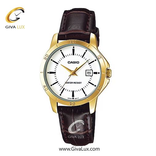 ساعت مچی اورجینال زنانه کاسیو Casio طلایی | قهوه ای| سفید| کد رفرنس LTP-V004GL-7A