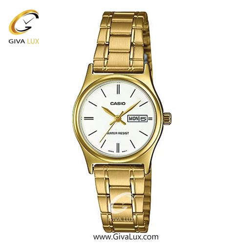 ساعت مچی اورجینال زنانه کاسیو Casio طلایی | طلایی| سفید| کد رفرنس LTP-V006G-7BUDF