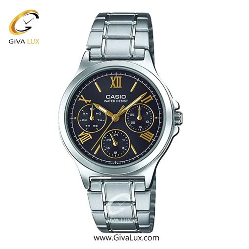 ساعت مچی اورجینال زنانه کاسیو Casio سه موتوره فول تایم نقره ای | نقره ای| مشکی| کد رفرنس LTP-V300D-1A2UDF