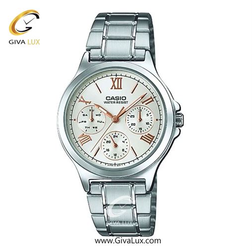 ساعت مچی اورجینال زنانه کاسیو Casio سه موتوره فول تایم نقره ای | نقره ای| کرم| کد رفرنس LTP-V300D-7A2UDF