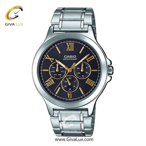 ساعت مچی اورجینال مردانه کاسیو Casio سه موتوره فول تایم نقره ای | نقره ای| مشکی| کد رفرنس MTP-V300D-1A2UDF