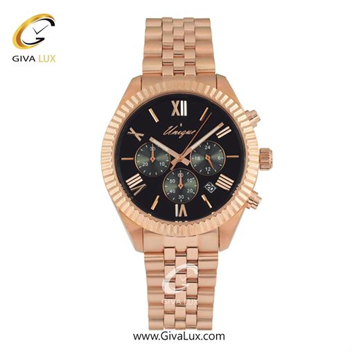 ساعت مچی اورجینال مردانه یونیک سه موتوره کرنوگراف رزگلد | رزگلد| مشکی| کد رفرنس S517-R