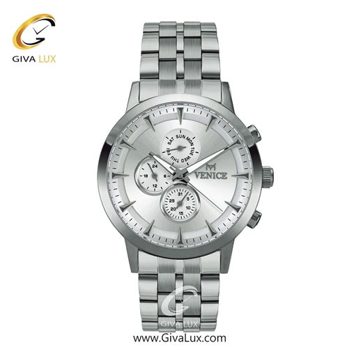 ساعت مچی اورجینال مردانه ونیز سه موتوره فول تایم نقره ای | نقره ای| نقره ای| کد رفرنس V800011102