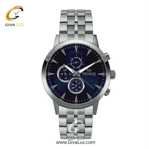 ساعت مچی اورجینال مردانه ونیز سه موتوره فول تایم نقره ای | نقره ای| سرمه ای| کد رفرنس V800011402