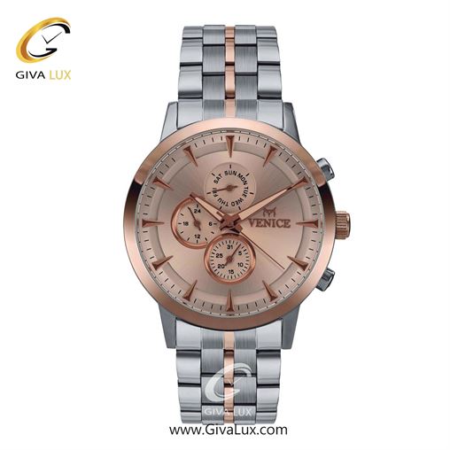 ساعت مچی اورجینال مردانه ونیز سه موتوره فول تایم رزگلد-نقره ای | رزگلد-نقره ای| رزگلد| کد رفرنس V800016102