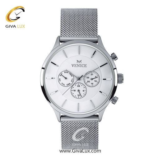 ساعت مچی اورجینال مردانه ونیز سه موتوره فول تایم نقره ای | نقره ای| سفید| کد رفرنس V800591102