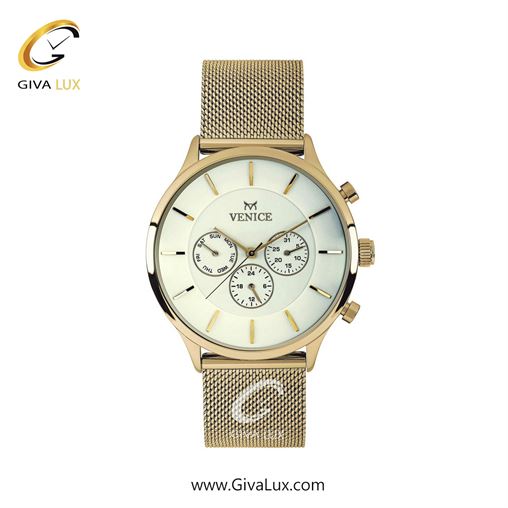 ساعت مچی اورجینال زنانه ونیز سه موتوره فول تایم طلایی | طلایی| کرم| کد رفرنس V800592001