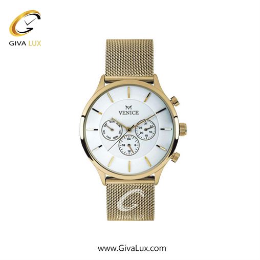 ساعت مچی اورجینال زنانه ونیز سه موتوره فول تایم طلایی | طلایی| سفید| کد رفرنس V800592101