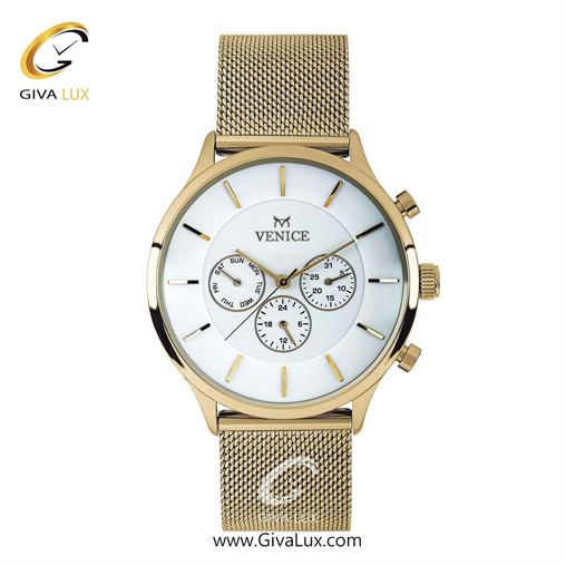 ساعت مچی اورجینال مردانه ونیز سه موتوره فول تایم طلایی | طلایی| سفید| کد رفرنس V800592102