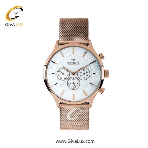 ساعت مچی اورجینال زنانه ونیز سه موتوره فول تایم رزگلد | رزگلد| سفید| کد رفرنس V800593101