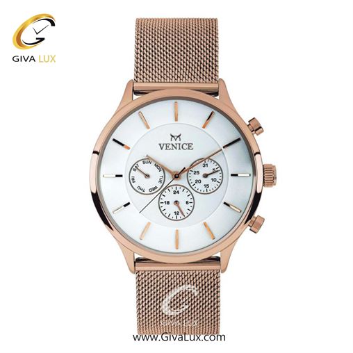 ساعت مچی اورجینال مردانه ونیز سه موتوره فول تایم رزگلد | رزگلد| سفید| کد رفرنس V800593102