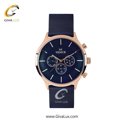 ساعت مچی اورجینال زنانه ونیز سه موتوره فول تایم رزگلد | سرمه ای| سرمه ای| کد رفرنس V800597901