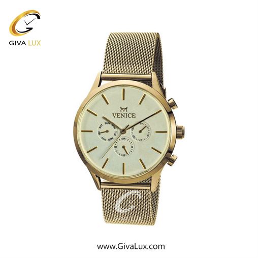 ساعت مچی اورجینال زنانه ونیز سه موتوره فول تایم طلایی | طلایی| کرم| کد رفرنس V800832001
