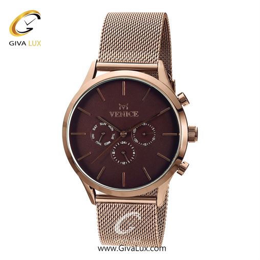 ساعت مچی اورجینال مردانه ونیز سه موتوره فول تایم رزگلد | رزگلد| قهوه ای| کد رفرنس V800833502