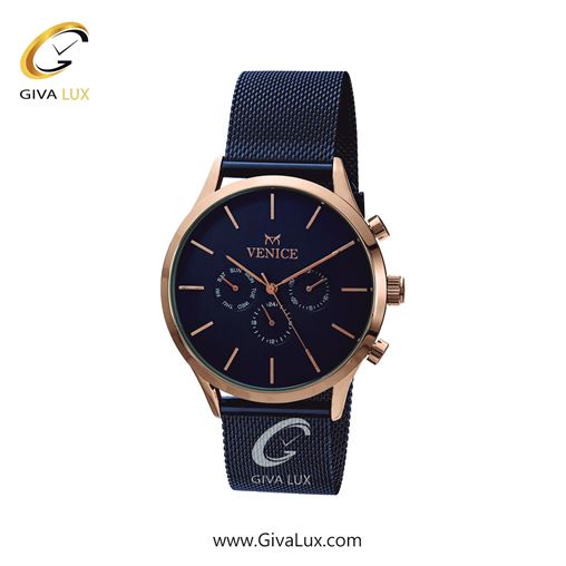 ساعت مچی اورجینال زنانه ونیز سه موتوره فول تایم رزگلد | سرمه ای| سرمه ای| کد رفرنس V800837901