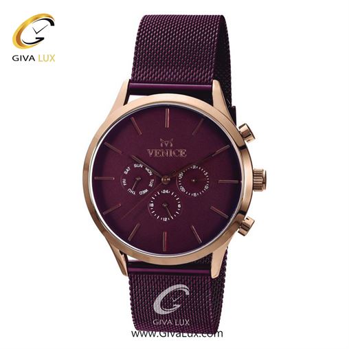 ساعت مچی اورجینال مردانه ونیز سه موتوره فول تایم رزگلد | بنفش| بنفش| کد رفرنس V800838402