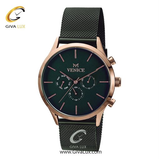 ساعت مچی اورجینال مردانه ونیز سه موتوره فول تایم رزگلد | سبز| سبز یشمی تیره| کد رفرنس V800838602
