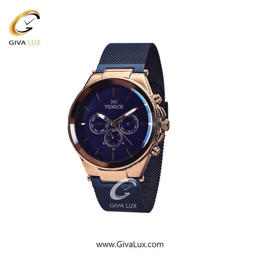 ساعت مچی اورجینال زنانه ونیز سه موتوره فول تایم رزگلد | سرمه ای| سرمه ای| کد رفرنس V800877901