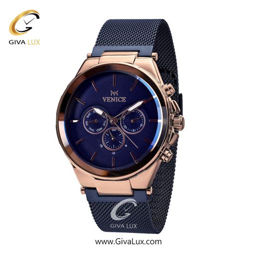 ساعت مچی اورجینال مردانه ونیز سه موتوره فول تایم رزگلد | سرمه ای| سرمه ای| کد رفرنس V800877902