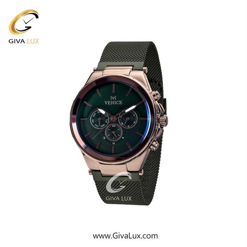 ساعت مچی اورجینال زنانه ونیز سه موتوره فول تایم رزگلد | سبز| سبز یشمی تیره| کد رفرنس V800878601